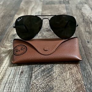 RayBan all black polarized aviators